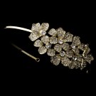 Gold Rhinestone Crystal Flowers Headband Tiara