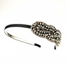 Silver Brown Austrian Crystal Bead Headband
