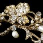 Gold Rhinestone Ivory Pearl Elegant Tiara Headband
