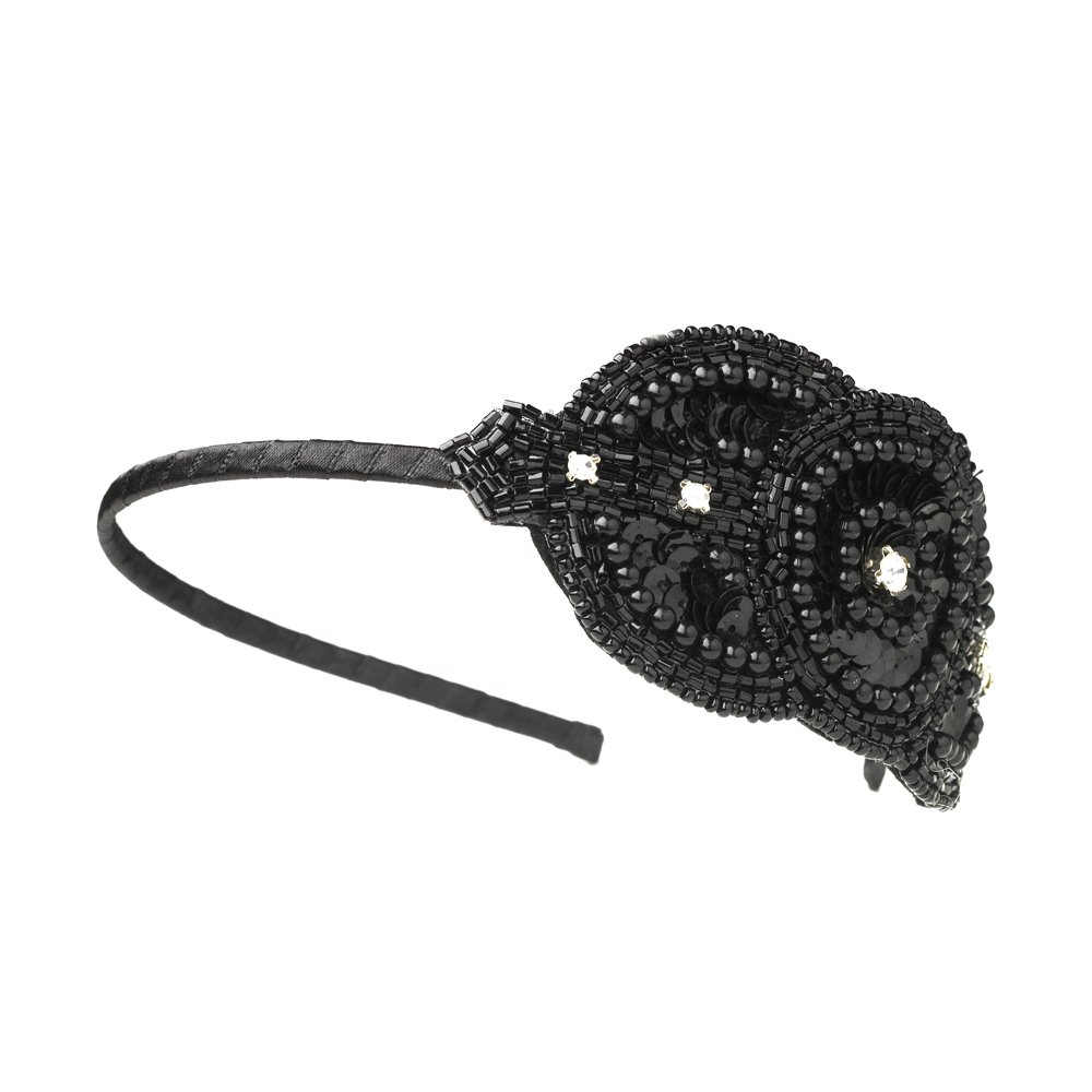 Black Austrian Crystal Sequin Beaded Headband