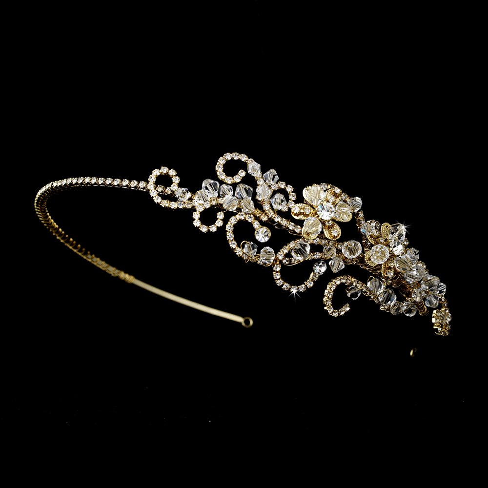 Gold Swarovski Rhinestone Bridal Headband Tiara