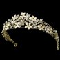 Gold Ivory Floral Rhinestone Crystal Tiara Headband