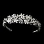 Silver White Floral Rhinestone Crystal Tiara Headband