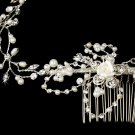 Silver Crystal Floral Vine Bridal Headband Tiara
