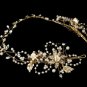 Gold Elegant Crystal Floral Bridal Headband Tiara