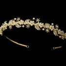 Gold Ivory Pearl Rhinestone Bridal Headband Tiara