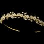 Gold Ivory Pearl Rhinestone Bridal Headband Tiara