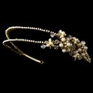 Gold Swarovski Crystal Pearl Bridal Headband Tiara