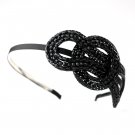 Onyx Crystal Knot Black Satin Headband