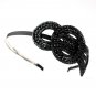 Onyx Crystal Knot Black Satin Headband