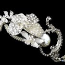 Silver Crystal Ivory Pearl Bridal Headband Tiara
