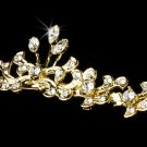 Gold Clear Rhinestone Crystal Floral Tiara Headband