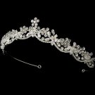 Silver Rhinestone Crystal Flower Tiara Headband