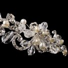 Silver Clear Crystal Pearl Bridal Headband Tiara