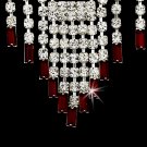 Silver  Red Crystal Chandelier Necklace Earring Set