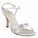 White Dyeable Satin Bow Rhinestone Bridal Shoes