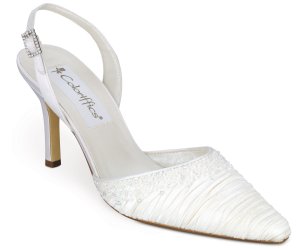 Ivory Pleated Silk Close Toe Beaded  High Heel Shoes