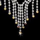 Silver AB Clear Crystal Chandelier Necklace Earring Set