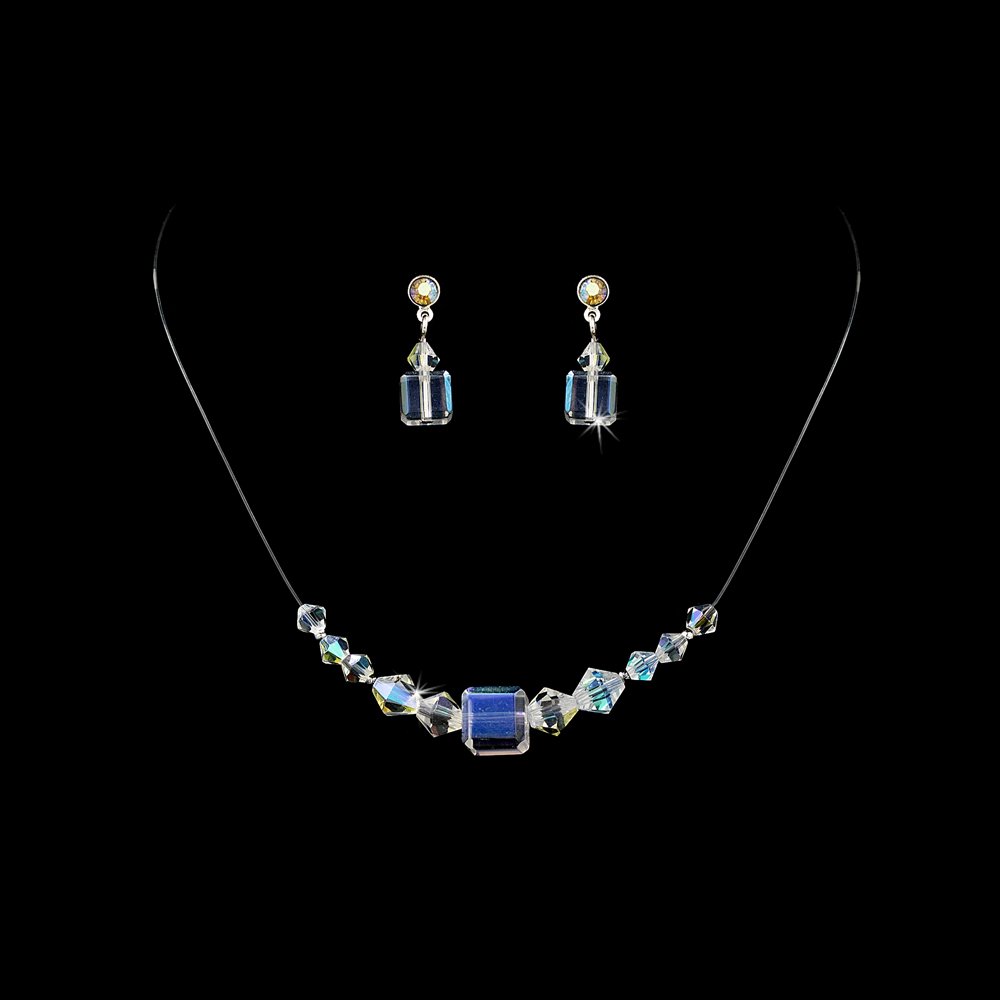 AB Swarovski Crystal String Necklace Earring Set