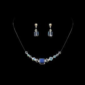 AB Swarovski Crystal String Necklace Earring Set