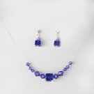 Purple Swarovski Crystal String Necklace Earring Set