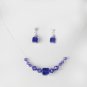 Purple Swarovski Crystal String Necklace Earring Set