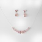 Pink Swarovski Crystal String Necklace Earring Set