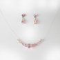Pink Swarovski Crystal String Necklace Earring Set