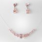 Pink Swarovski Crystal String Necklace Earring Set