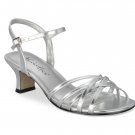 Silver Metallic Strappy Low Heel Dress Shoes