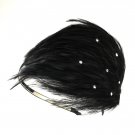Black Feather Austrian Crystal Black Headband