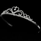 Silver Clear Rhinestone Crystal Heart Tiara Headband