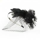 Black Veil Austrian Crystal Headband Headpiece