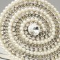 Ivory Pearl Clear Rhinestone Swirl Black Headband