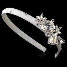 Silver Rhinestone Crystal White Matte Headband