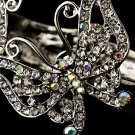 Silver Clear AB Crystal Butterfly Cuff Bracelet