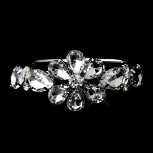 Silver Austrian Crystal Flower Bridal Bracelet