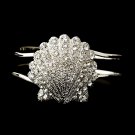 Silver Rhinestone Crystal Shell Cuff Bracelet