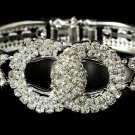 Silver Rhinestone Crystals Round Cuff Bracelet