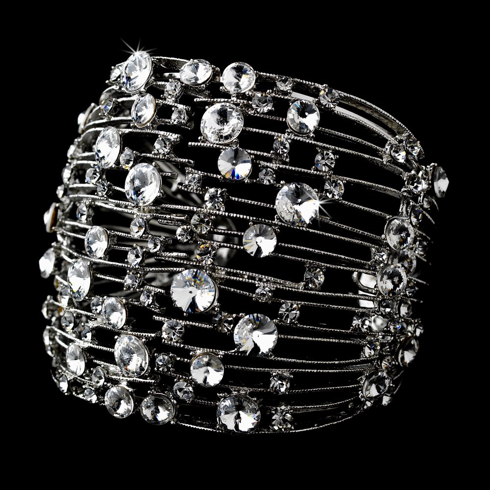 Sterling Silver Genuine Crystal Cuff Bracelet