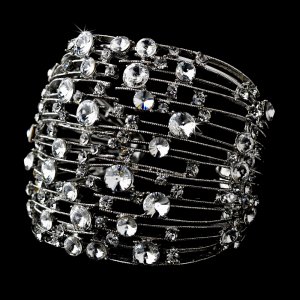 Sterling Silver Genuine Crystal Cuff Bracelet