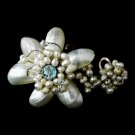 Silver Pearlescent Shell AB Crystal Beach Cuff Bracelet