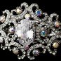 Silver AB Clear Rhinestone Crystal Cuff Bracelet
