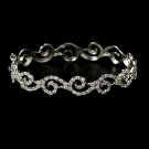 Silver Swirling Rhinestone Crystal Cuff Bracelet