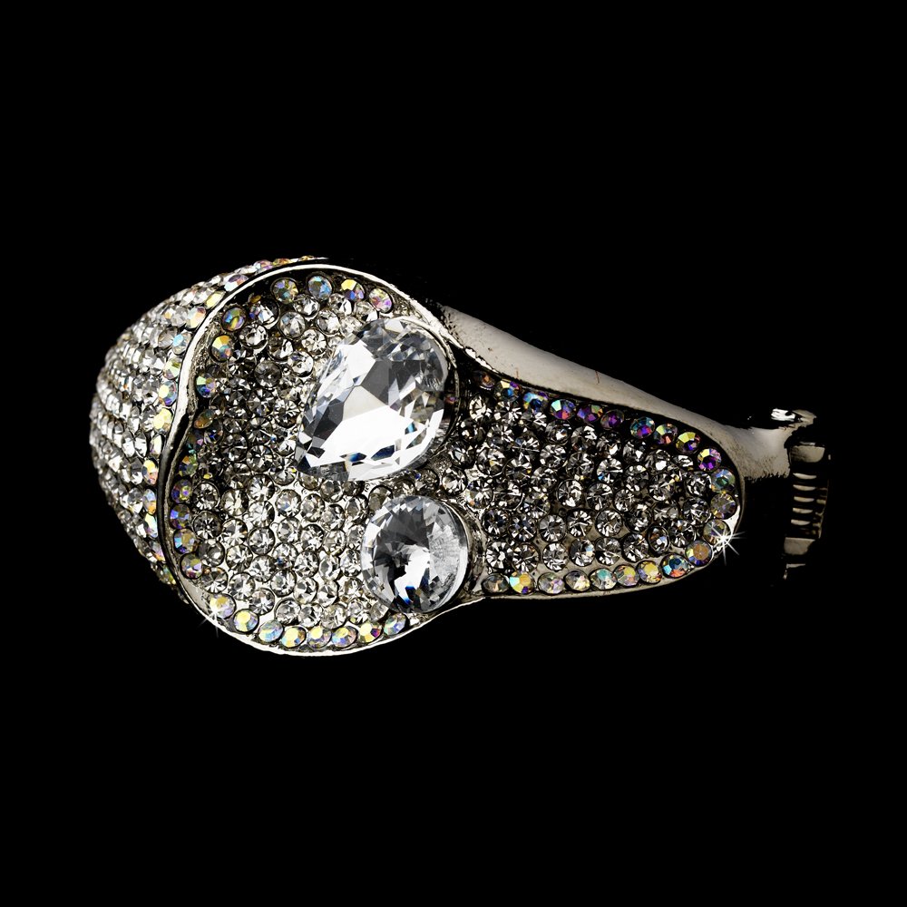 Silver Clear AB Rhinestone Cuff Bracelet