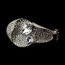 Silver Clear AB Rhinestone Cuff Bracelet