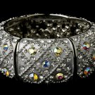 Silver Clear AB Rhinestone Crystal Cuff Bracelet