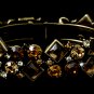 Gold Brown Rhinestone Crystal Cuff Bridal Bracelet
