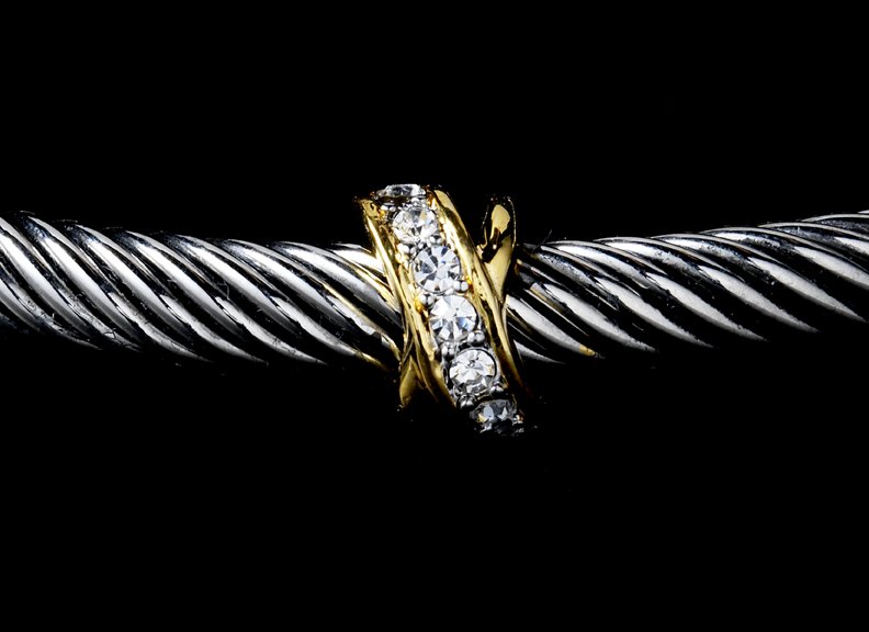 Silver Gold Rhinestone Crystal Designer Bangle Bracelet