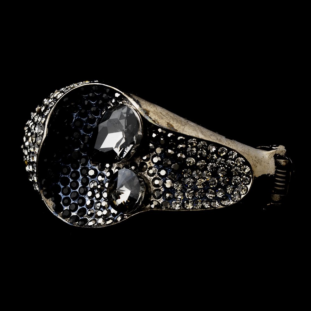 Rhodium Black Gray AB Rhinestone Cuff Bracelet